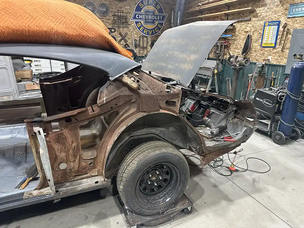 Chevelle rear quarter panel repair before